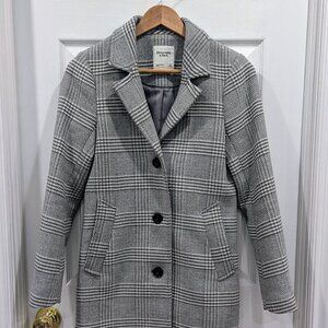 Abercrombie Wool-Blend Dad Coat XS in Grey Plaid